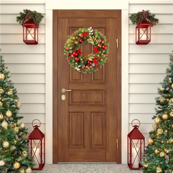 BRAND NEW Christmas Wreath for Front Door 17 Inch - Picture 5 of 9